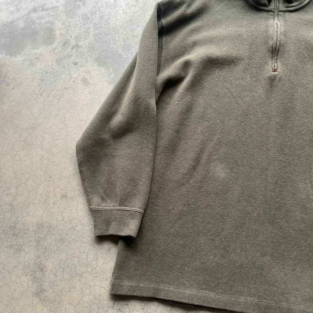Polo Ralph Lauren Mens 2XB Big Olive Green Quarter Zip Pony Logo Sweater